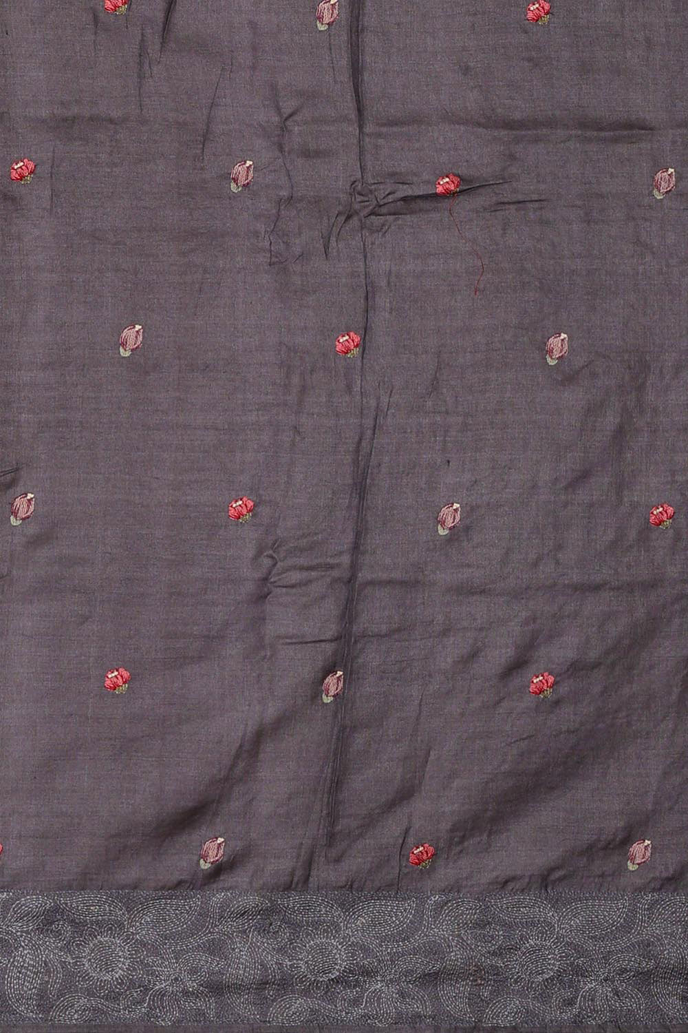 Image of Tussar Silk Charcoal Grey Saree